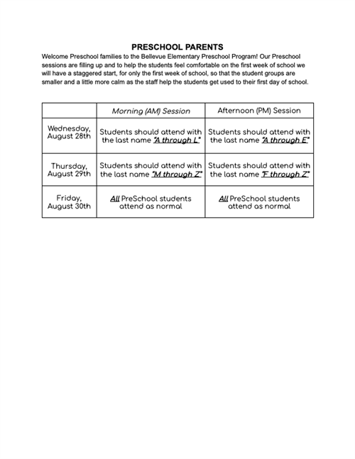  Preschool Program Information